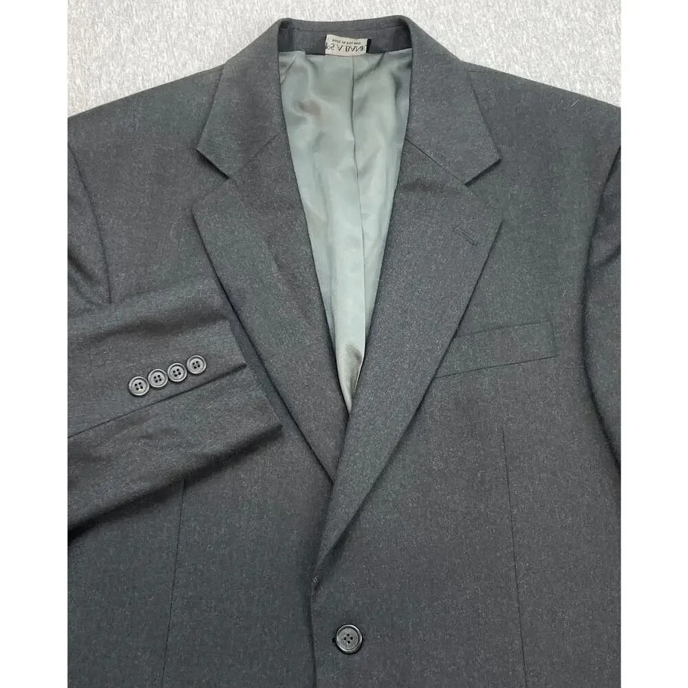 Jos A Bank Blazer Mens 40R Gray Wool Cashmere Blend 2-Button Single Breast Lined